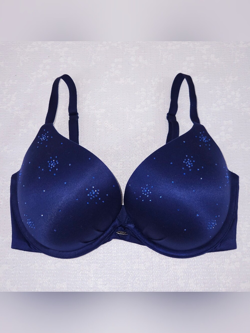 Victoria's Secret Fabulous Plunge Bra 34DD Blue Rhinestone